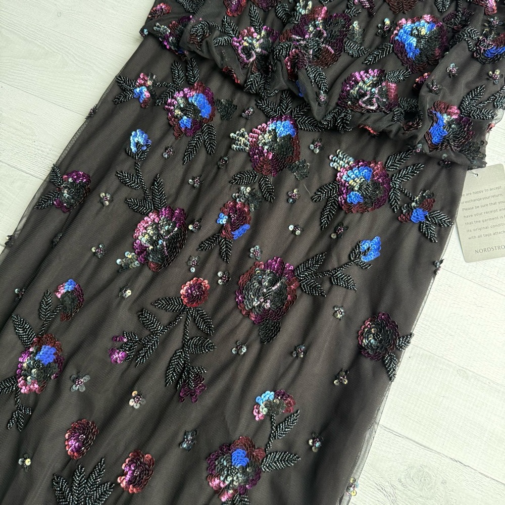 NWT NORDSTROM JS COLLECTIONS Beaded Blouson Gown Black Size 6 - Picture 5 of 13